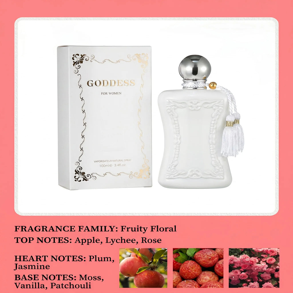 Il profumo ai feromoni "Floral and Fruity Goddess" ha un odore fresco, elegante, duraturo e leggero, adatto per appuntamenti e regali