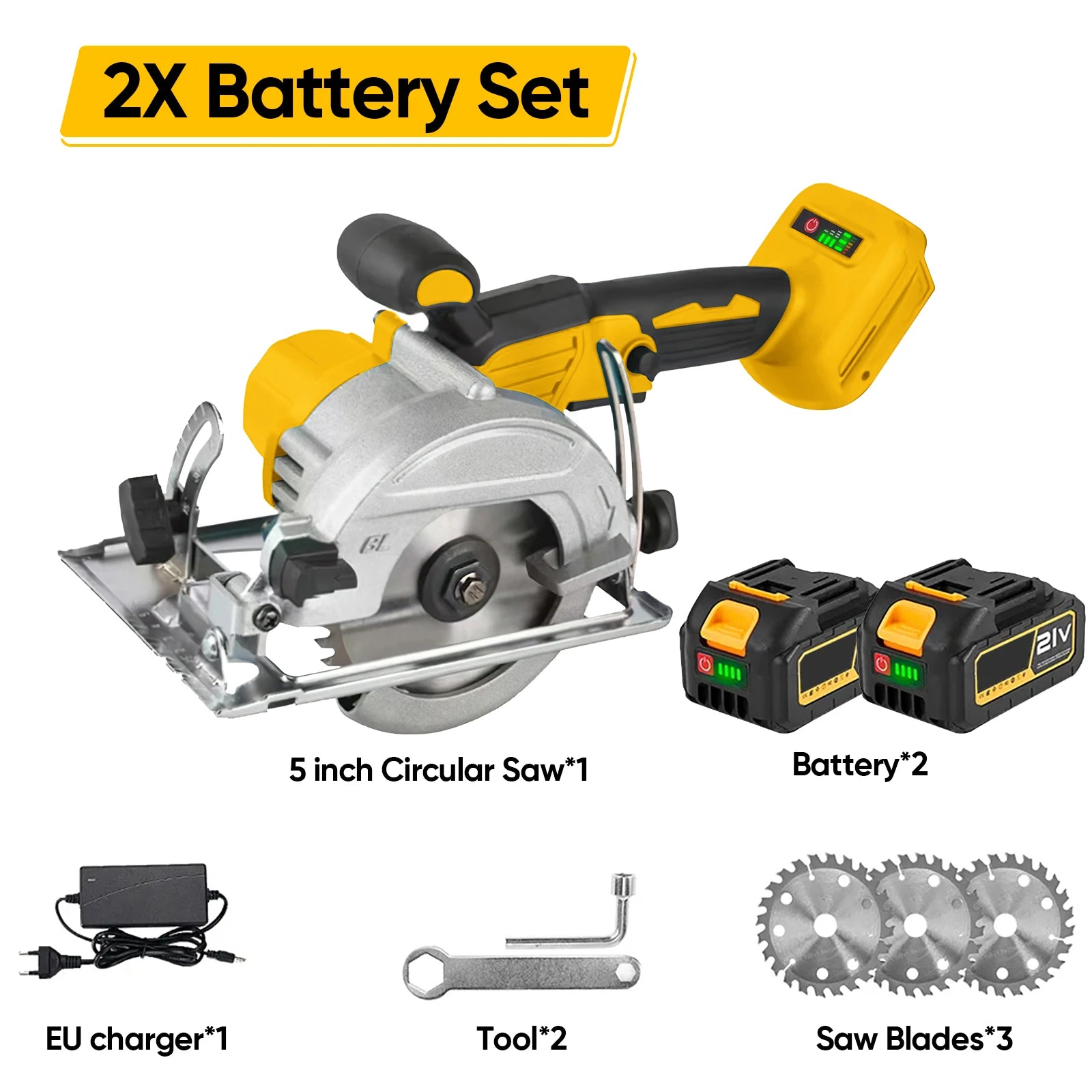 5 Inch 125 mm Borstelloze Elektrische Cirkelzaag Accu Multihoekzaag Houtbewerkingsgereedschap Set voor het Zagen van Hout en PVC-platen