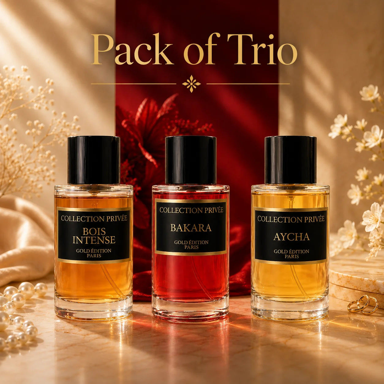 Parfum Wood Intense & Bakara & Aycha, Private Collection Gold Edition, Triopack, 3*50ML, unisex parfumwater, geproduceerd in Frankrijk