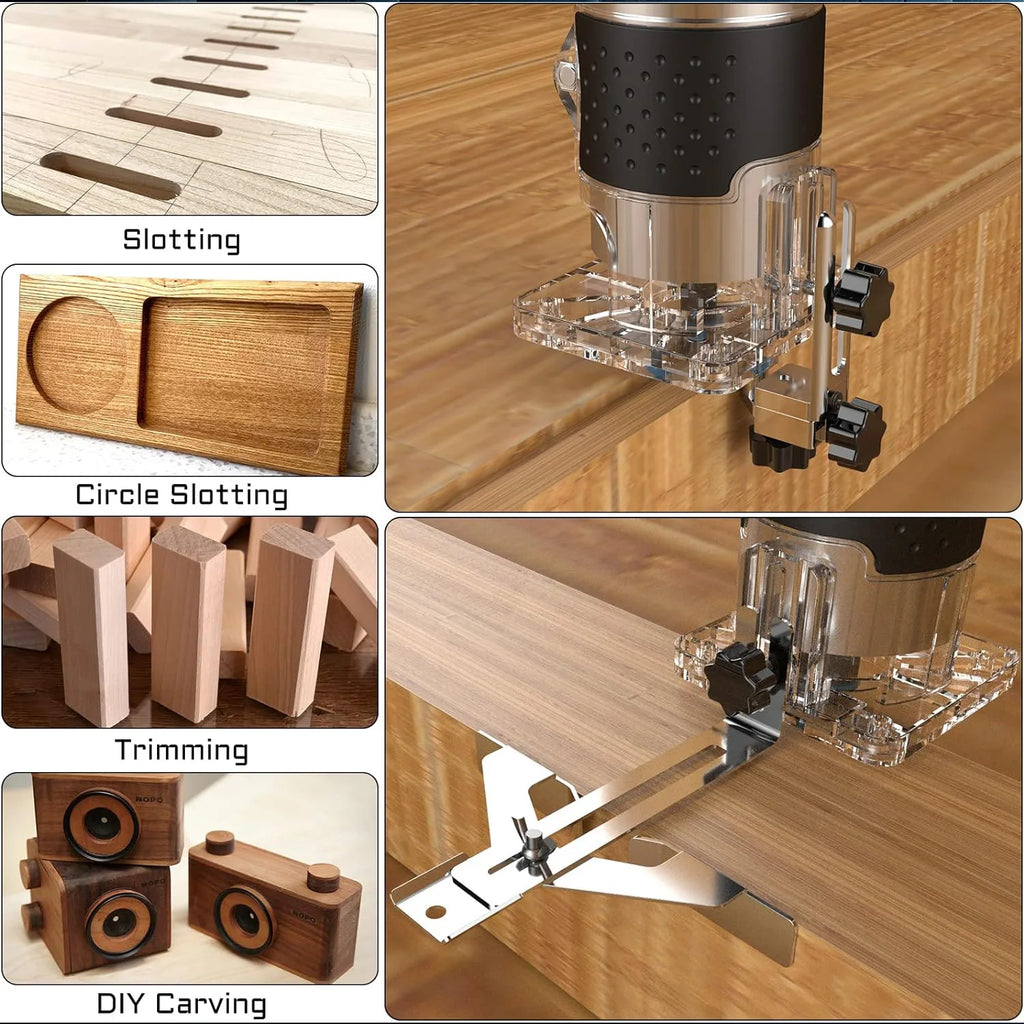 Rifilatrice elettrica 800W 30000RPM Fresatrice per legno da 1/4 di pollice Rifilatore per bordi in legno manuale Intaglio Fai da te Attrezzi elettrici