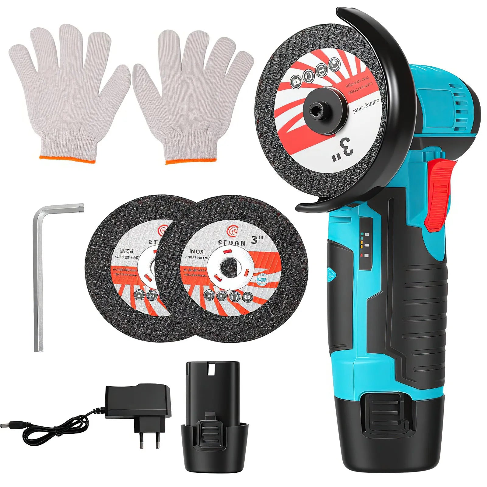 12V Lithium-Ion Mini Haakse Slijper Slijptool 19500RPM Snijsnelheid Veiligheidsvergrendeling Metaal Hout Polijst Snijgereedschap