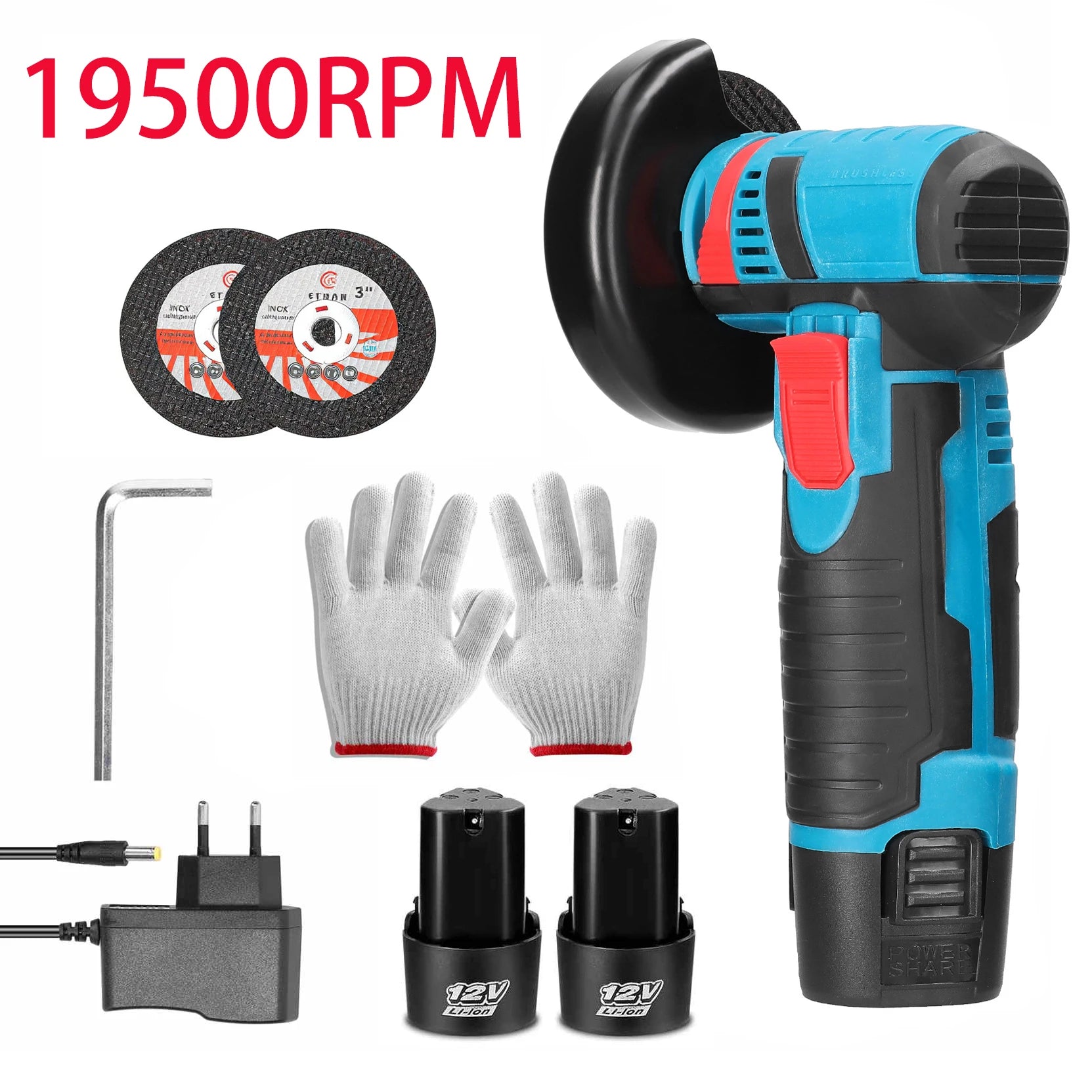12V Lithium-Ion Mini Haakse Slijper Slijptool 19500RPM Snijsnelheid Veiligheidsvergrendeling Metaal Hout Polijst Snijgereedschap