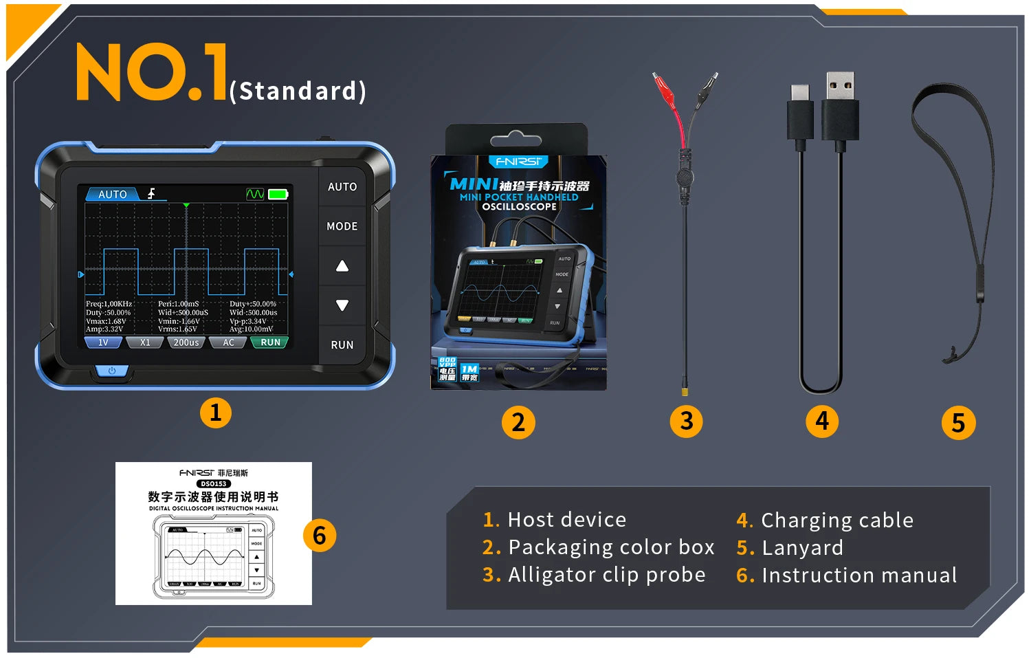 FNIRSI Nuovo DSO510 DSO152 DSO153 Mini Oscilloscopio Digitale Portatile 2 IN 1 48MS/s Larghezza di Banda 10MHz Strumento di Riparazione Elettronica
