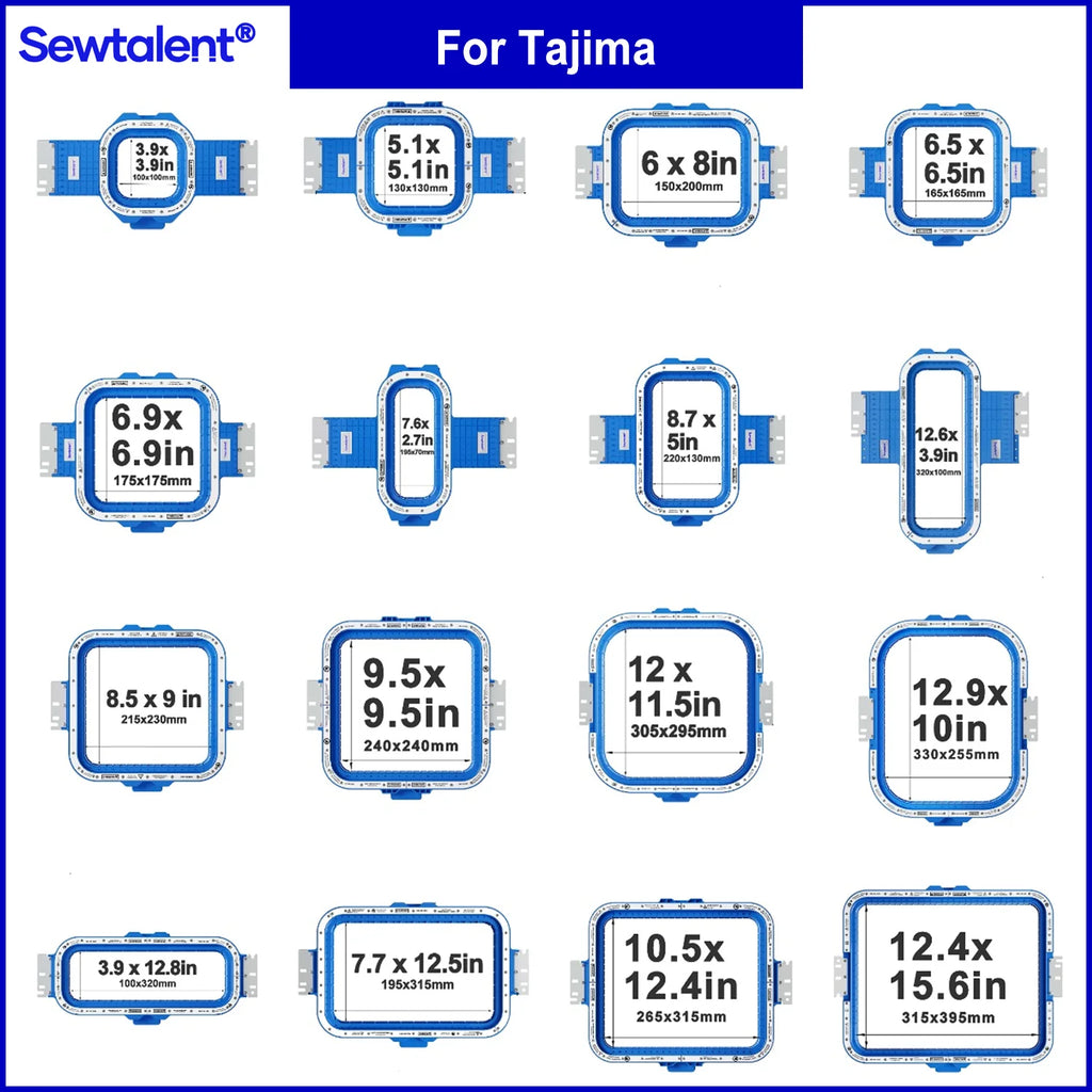 Macchina Tajima SAI TMEX THEX TEMX TUMX TMBR TMBP TFMX TMEX1501 TFMX-II con telaio da ricamo magnetico Sewtalent Mighty Hoop
