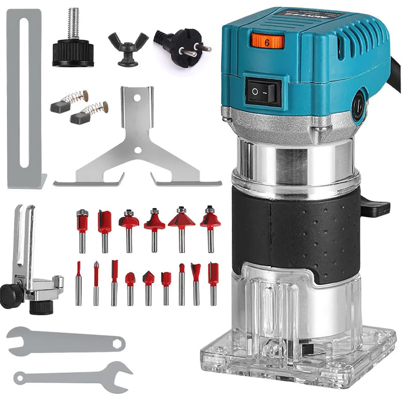 2000W Elektrische Trimmer Hout Freesmachine Kantfrees Graveer- Sleufmachine Veelzijdig Houtbewerkingsgereedschap met Freeskop