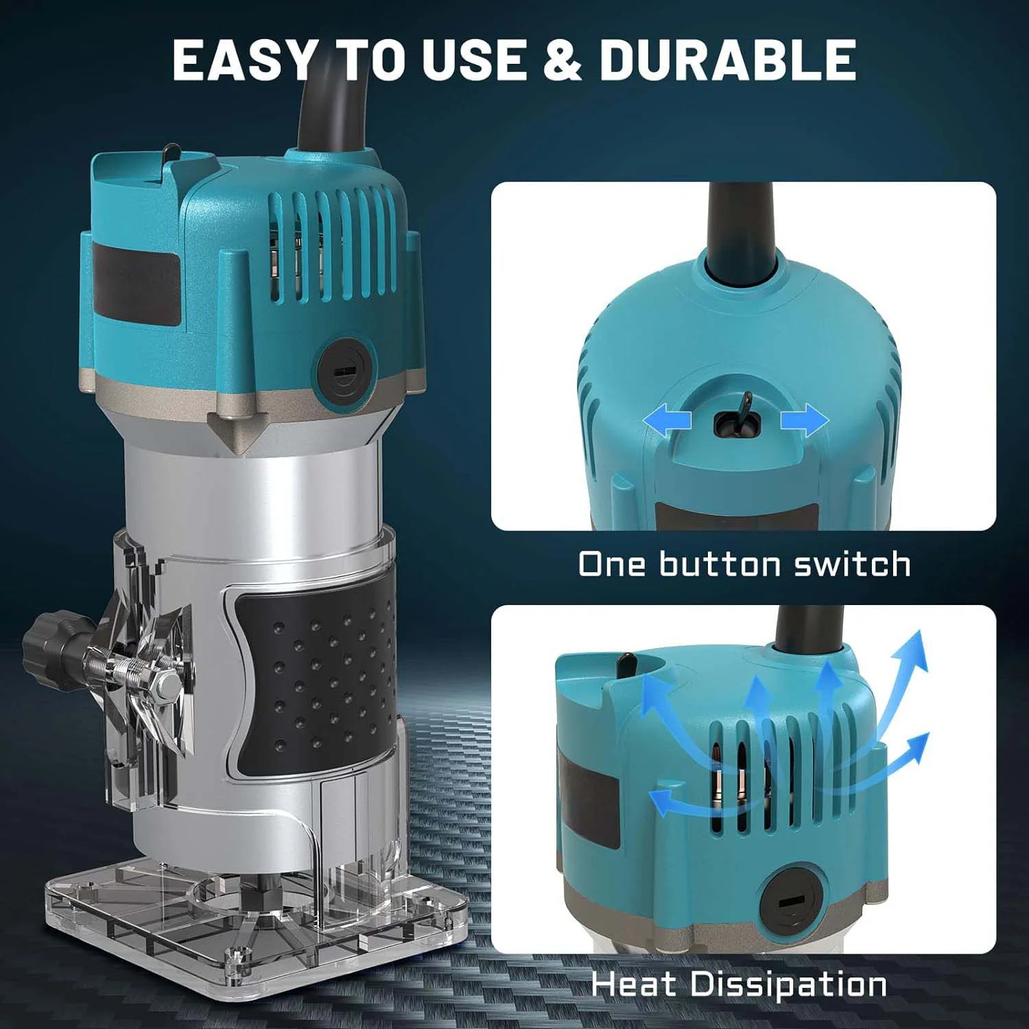Rifilatore per pannelli compositi da 800 W, 30.000 giri/min, rifilatore elettrico per la lavorazione del legno, diametro mandrino 1/4", utensile elettrico per intaglio, fresatura e taglio del legno