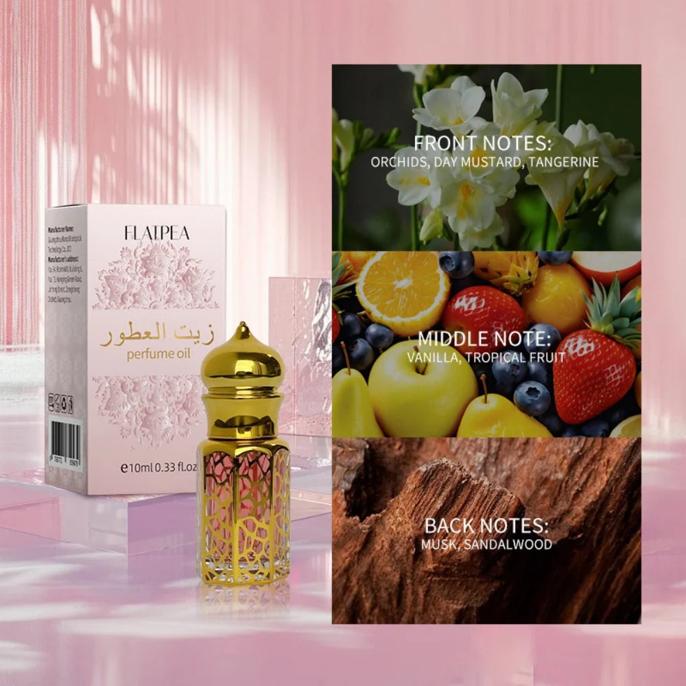 Profumo arabo di lusso da donna, olio essenziale, elegante fragranza di orchidea e vaniglia a lunga durata, fresco, romantico, profumo naturale per donna, regalo, 10 ml