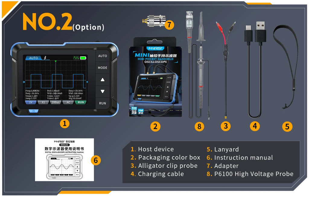 FNIRSI Nuovo DSO510 DSO152 DSO153 Mini Oscilloscopio Digitale Portatile 2 IN 1 48MS/s Larghezza di Banda 10MHz Strumento di Riparazione Elettronica
