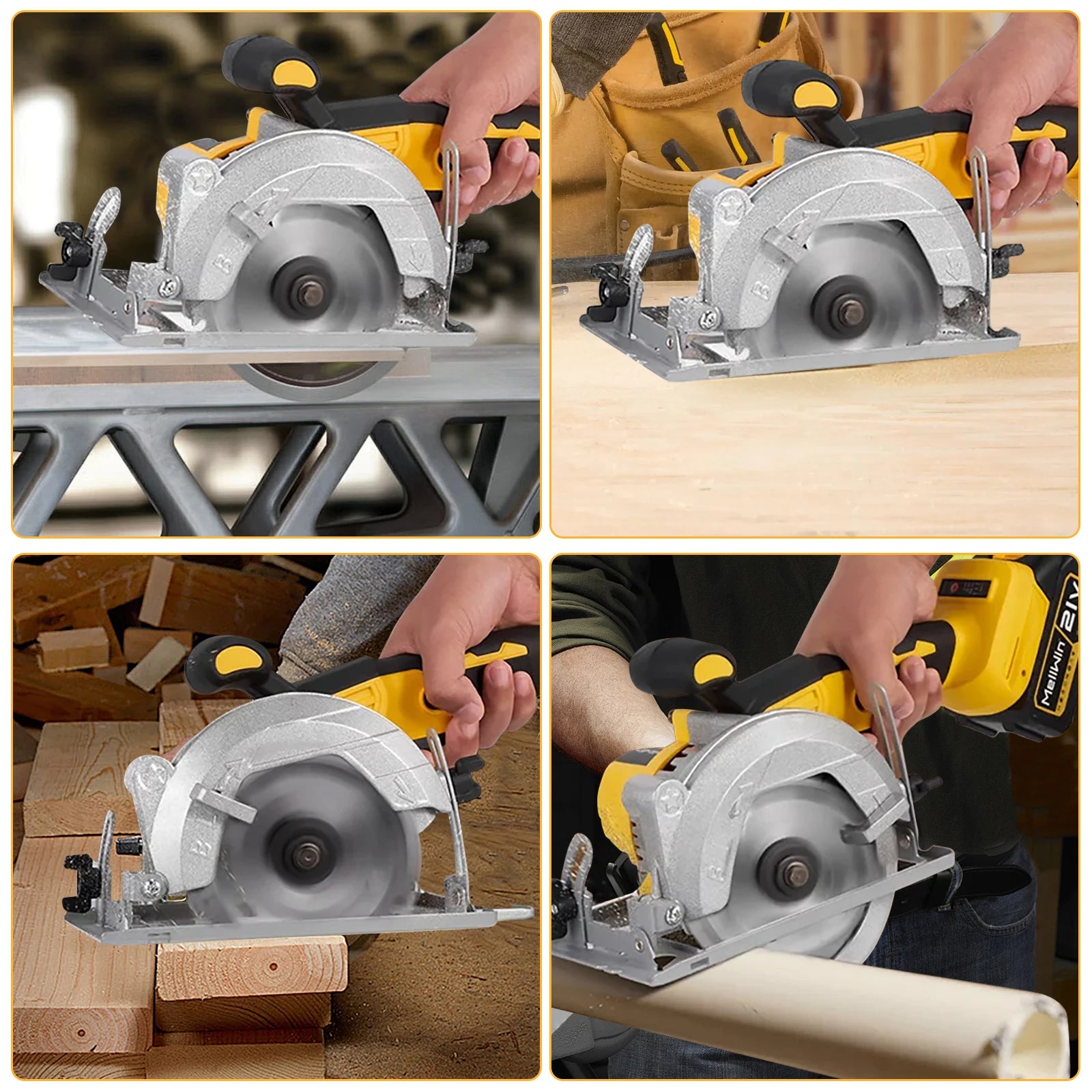 Sega circolare elettrica brushless da 5 pollici (125mm) senza fili, multi-angolo, set di utensili elettrici per la lavorazione del legno per tagliare legno e pannelli in PVC