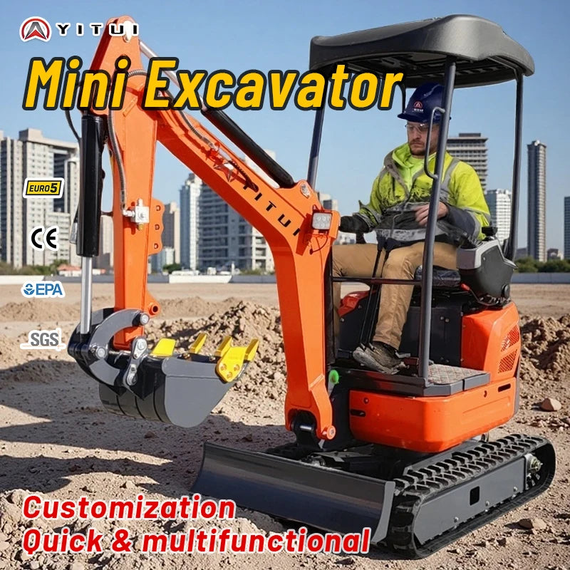Minigraafmachine kan worden uitgerust met airconditioning en trekker oplegger om een op maat gemaakte minigraafmachine te ondersteunen