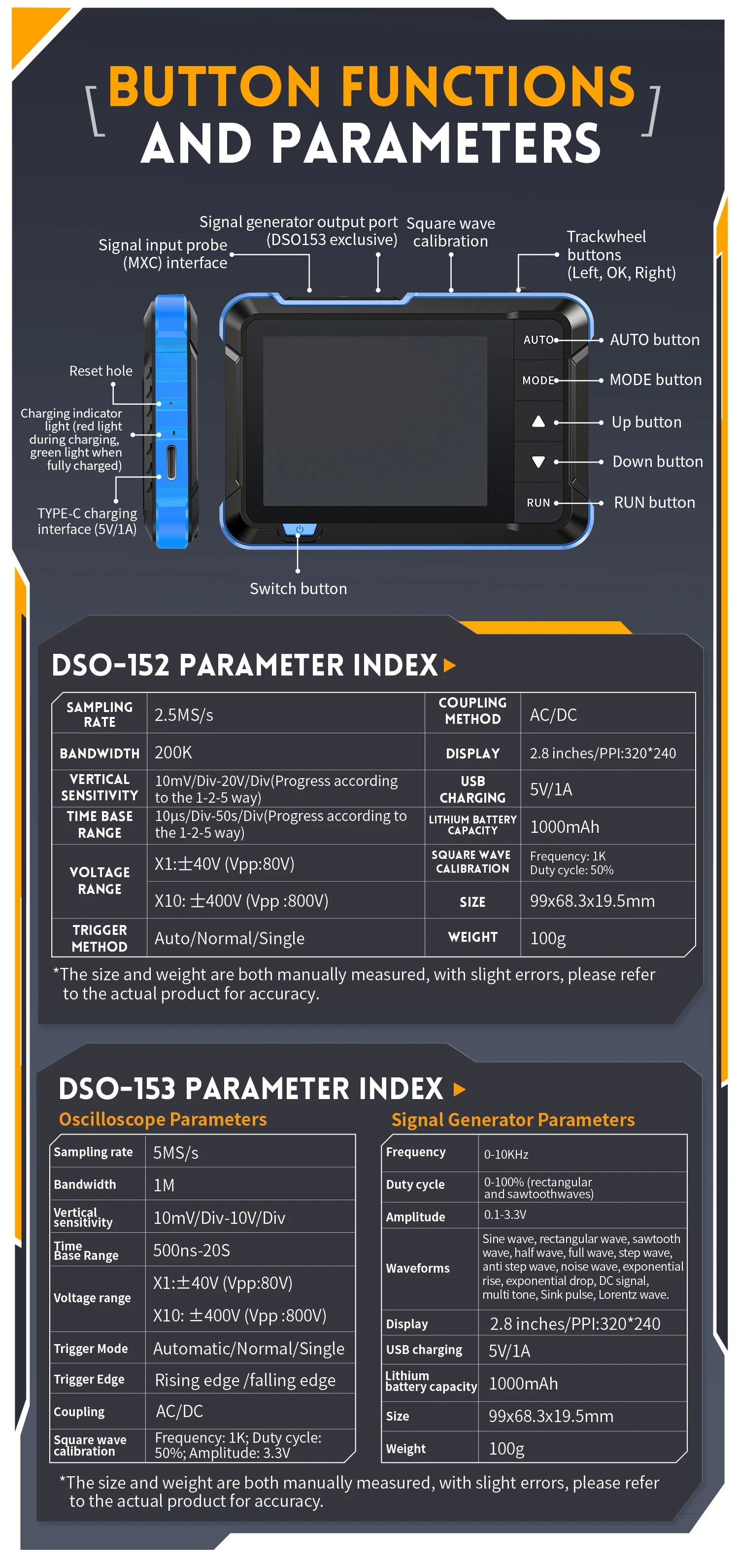 FNIRSI Nuovo DSO510 DSO152 DSO153 Mini Oscilloscopio Digitale Portatile 2 IN 1 48MS/s Larghezza di Banda 10MHz Strumento di Riparazione Elettronica