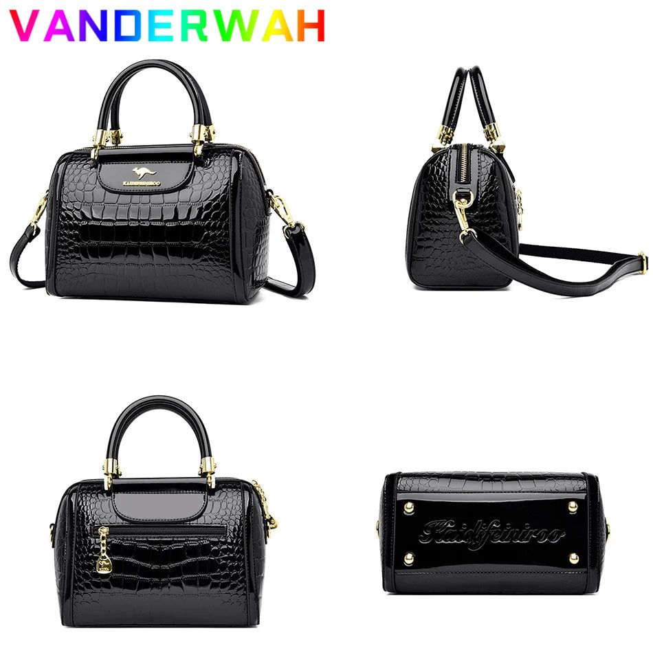Borse a mano da donna di lusso in pelle verniciata Borsa a tracolla da donna con motivo coccodrillo firmato Nuove borse a tracolla da donna
