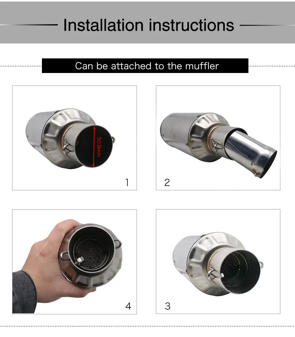 ZSDTRP 50.8mm 60mm Motorbike Universal Front Catalyst DB Killer for Motorcycle Exhaust Muffler