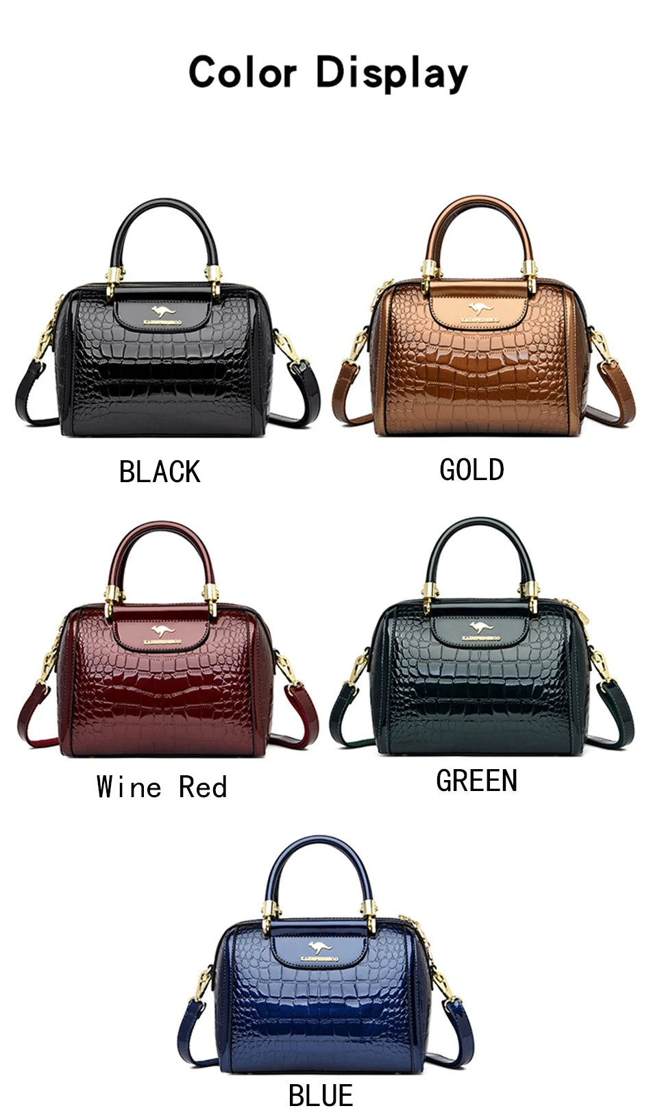 Borse a mano da donna di lusso in pelle verniciata Borsa a tracolla da donna con motivo coccodrillo firmato Nuove borse a tracolla da donna
