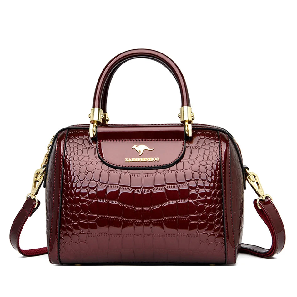 Borse a mano da donna di lusso in pelle verniciata Borsa a tracolla da donna con motivo coccodrillo firmato Nuove borse a tracolla da donna