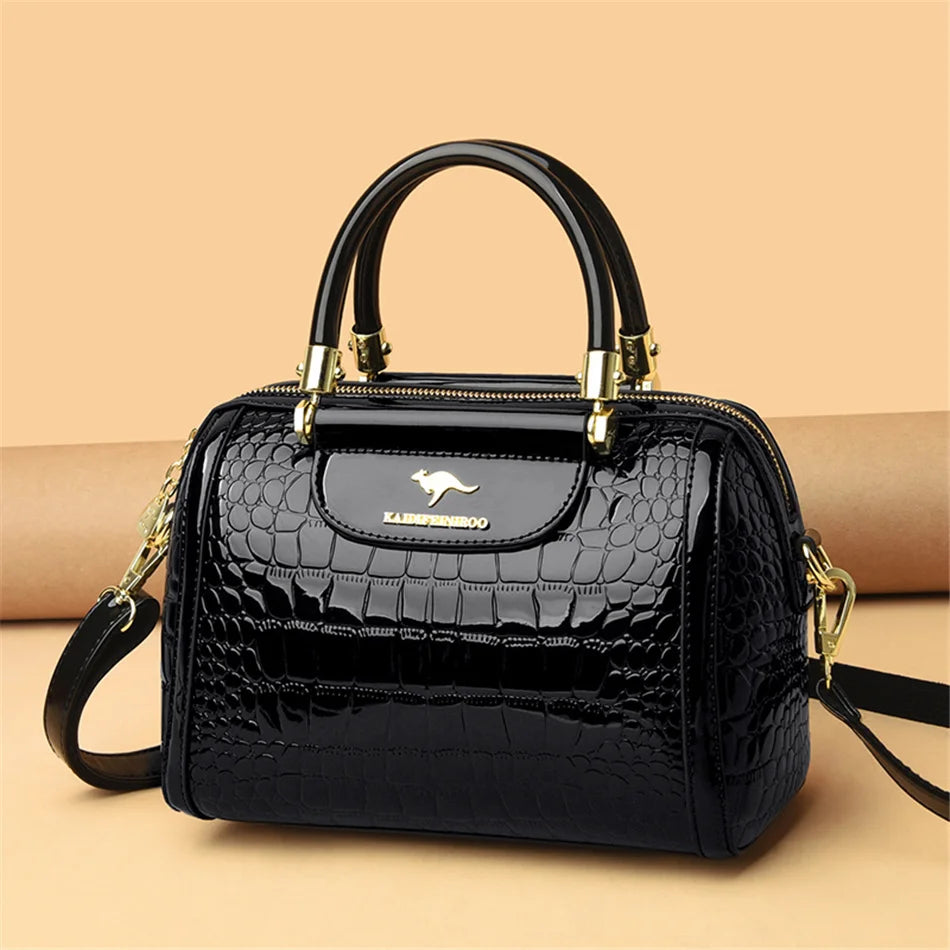 Borse a mano da donna di lusso in pelle verniciata Borsa a tracolla da donna con motivo coccodrillo firmato Nuove borse a tracolla da donna