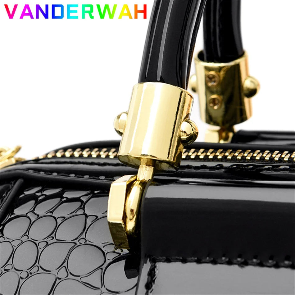 Borse a mano da donna di lusso in pelle verniciata Borsa a tracolla da donna con motivo coccodrillo firmato Nuove borse a tracolla da donna