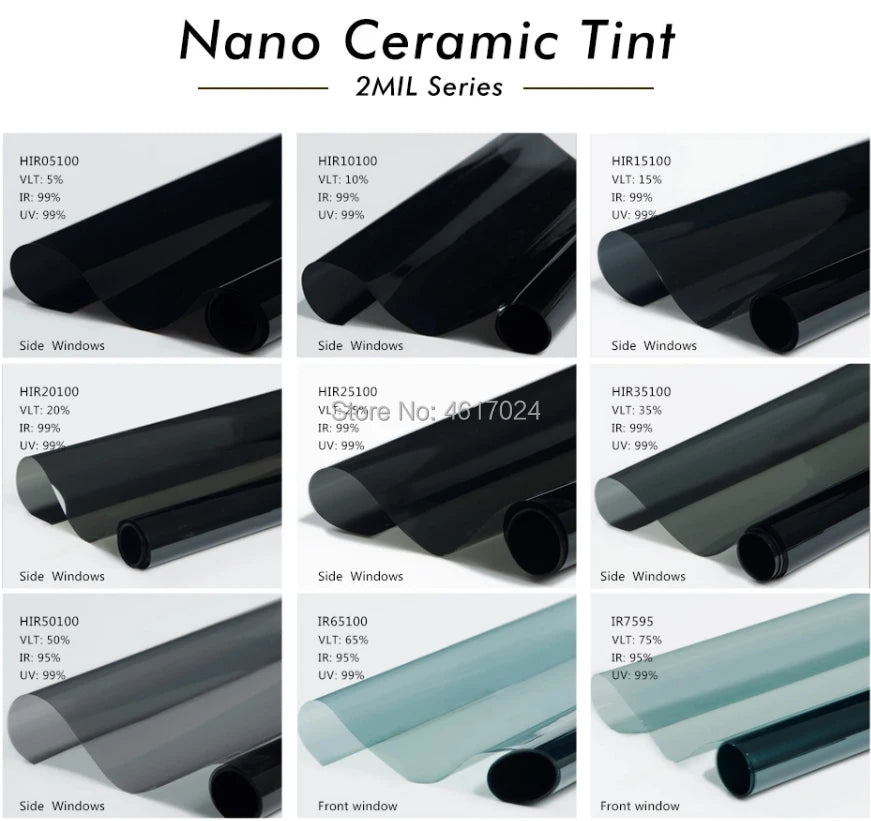 50cmX9m Super quality high heat resistant car glass IR100% nano ceramic solar tint window film