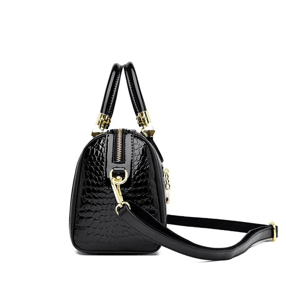 Borse a mano da donna di lusso in pelle verniciata Borsa a tracolla da donna con motivo coccodrillo firmato Nuove borse a tracolla da donna