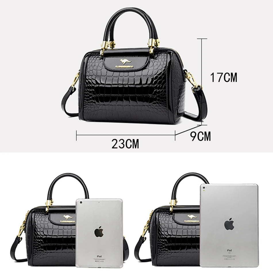 Borse a mano da donna di lusso in pelle verniciata Borsa a tracolla da donna con motivo coccodrillo firmato Nuove borse a tracolla da donna