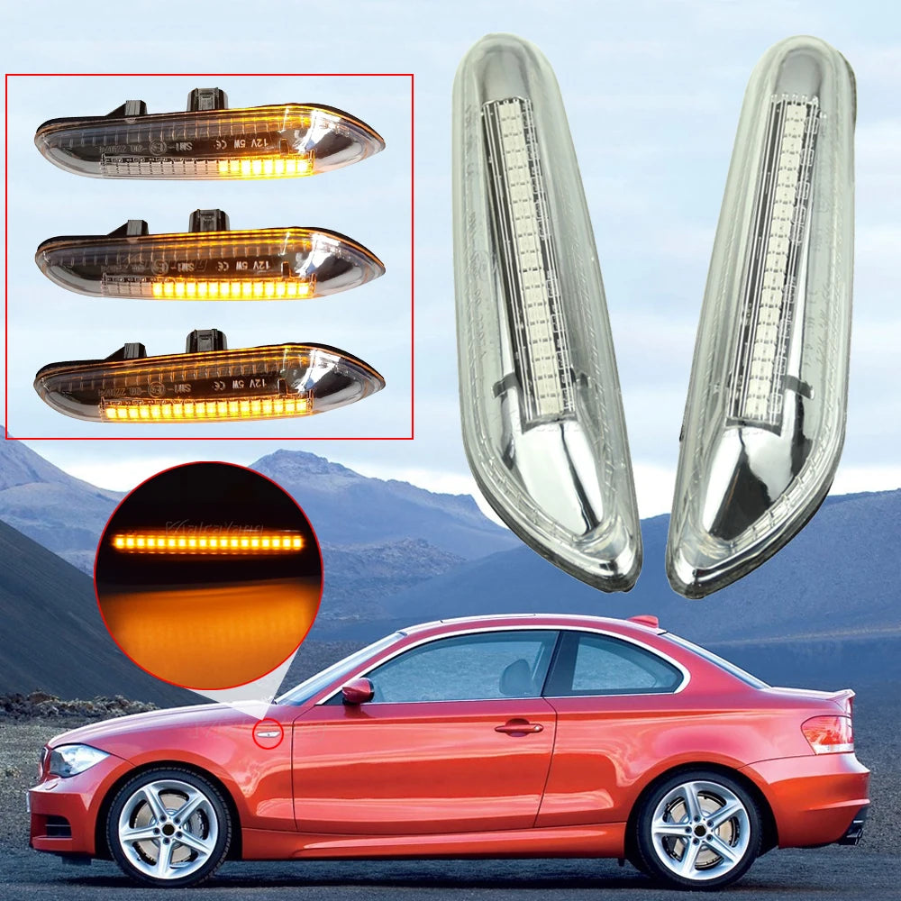 Dynamic LED Turn Signal Light Side Marker For BMW E60 E61 E90 E91 E87 E81 E83 E84 E88 E92 E93 E82 E46 1 3 5 Series X1 X3 2004