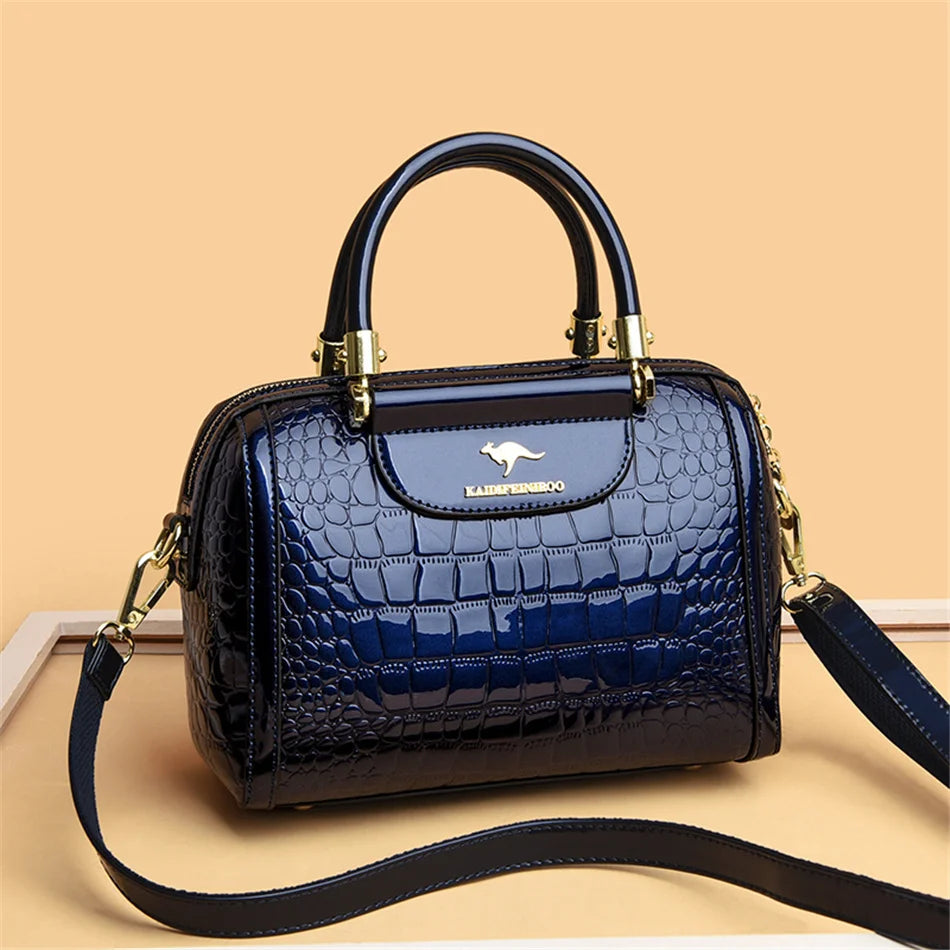 Borse a mano da donna di lusso in pelle verniciata Borsa a tracolla da donna con motivo coccodrillo firmato Nuove borse a tracolla da donna