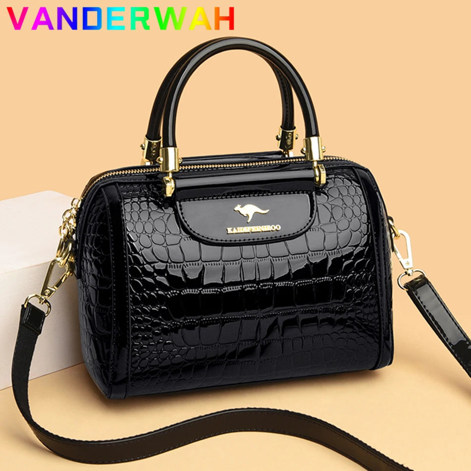 Borse a mano da donna di lusso in pelle verniciata Borsa a tracolla da donna con motivo coccodrillo firmato Nuove borse a tracolla da donna
