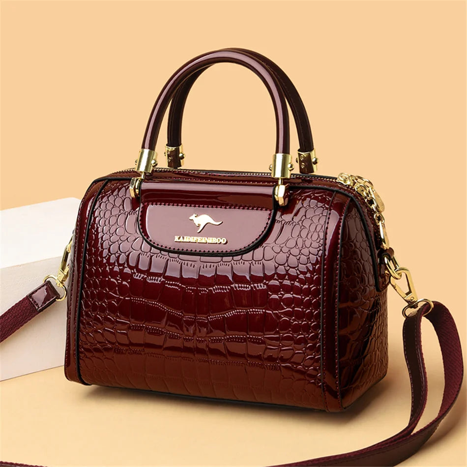 Borse a mano da donna di lusso in pelle verniciata Borsa a tracolla da donna con motivo coccodrillo firmato Nuove borse a tracolla da donna