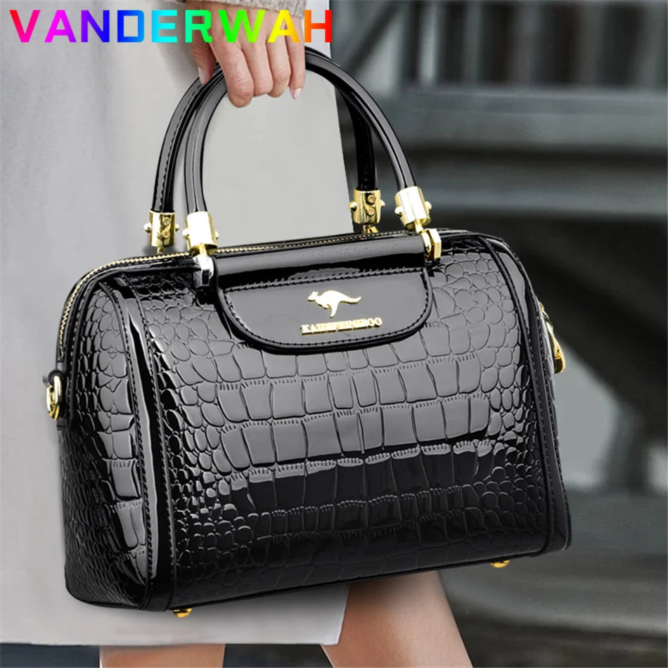 Borse a mano da donna di lusso in pelle verniciata Borsa a tracolla da donna con motivo coccodrillo firmato Nuove borse a tracolla da donna