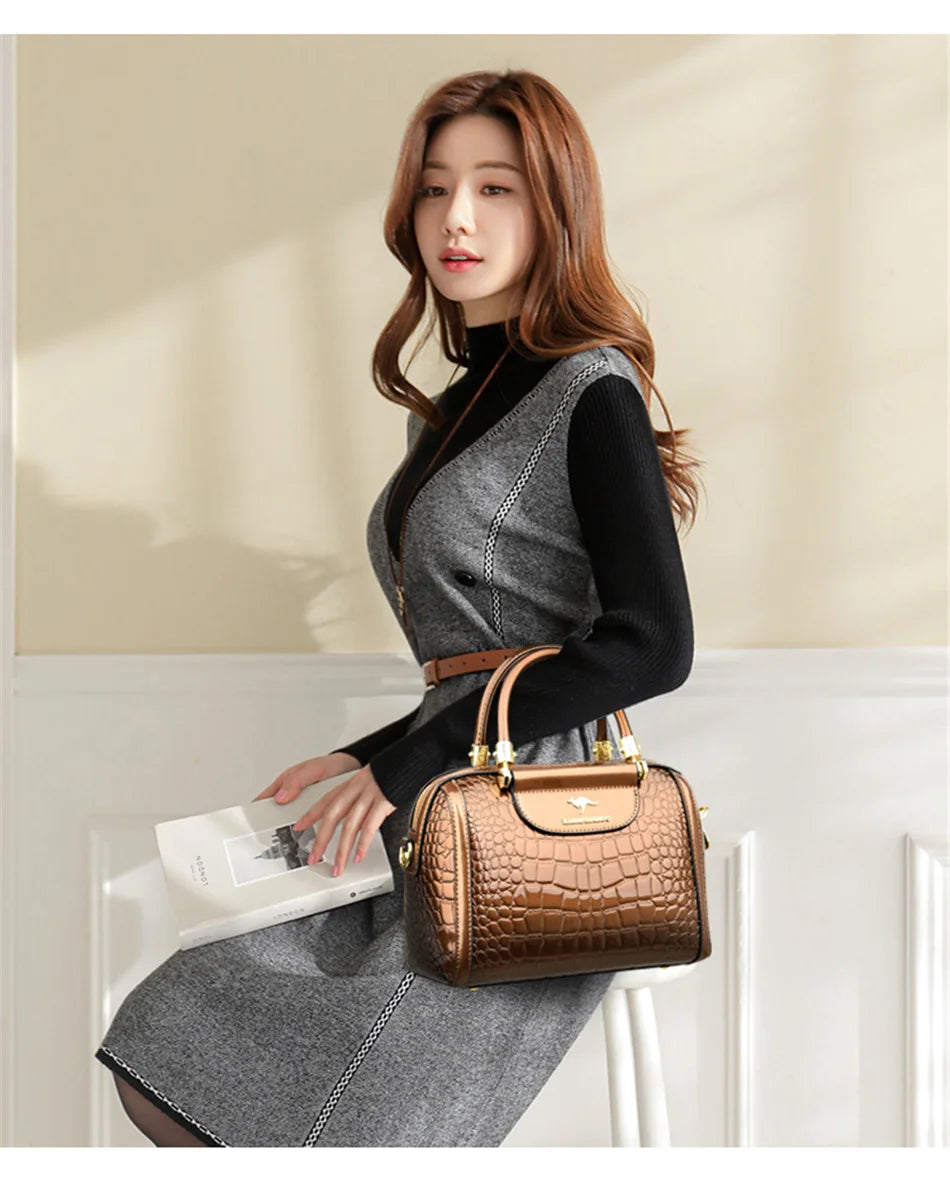 Borse a mano da donna di lusso in pelle verniciata Borsa a tracolla da donna con motivo coccodrillo firmato Nuove borse a tracolla da donna
