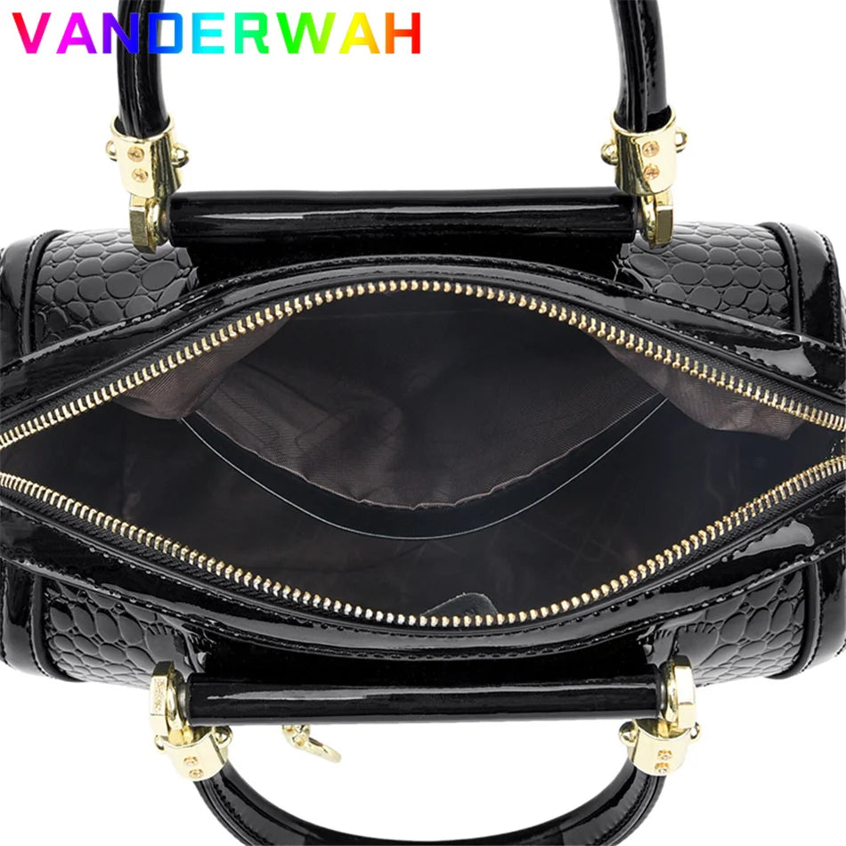 Borse a mano da donna di lusso in pelle verniciata Borsa a tracolla da donna con motivo coccodrillo firmato Nuove borse a tracolla da donna