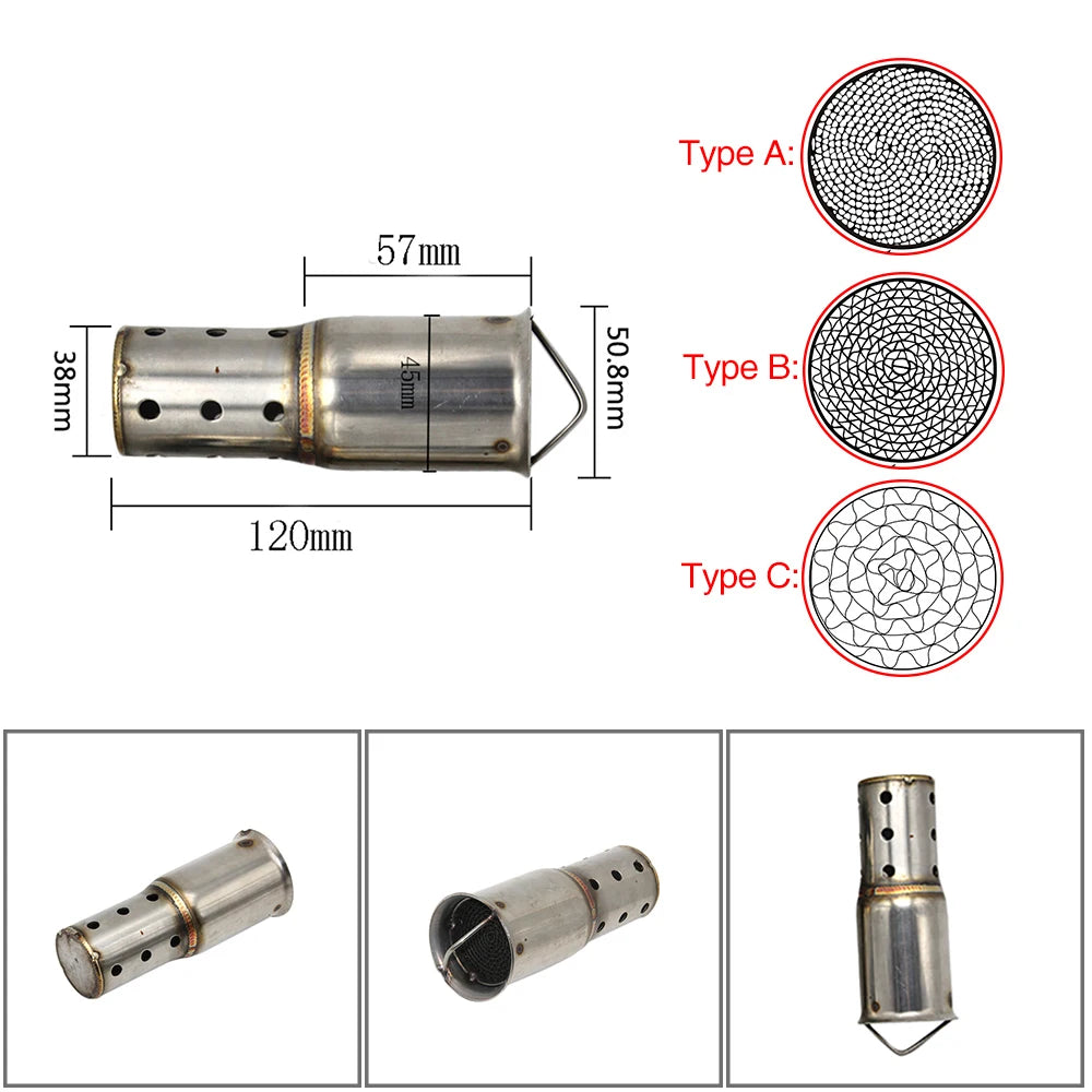 ZSDTRP 50.8mm 60mm Motorbike Universal Front Catalyst DB Killer for Motorcycle Exhaust Muffler