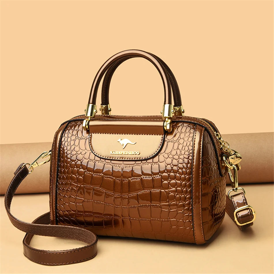 Borse a mano da donna di lusso in pelle verniciata Borsa a tracolla da donna con motivo coccodrillo firmato Nuove borse a tracolla da donna