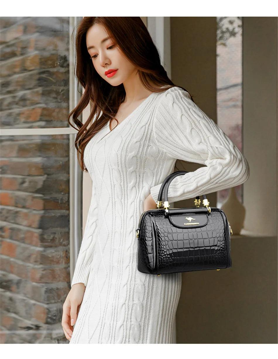 Borse a mano da donna di lusso in pelle verniciata Borsa a tracolla da donna con motivo coccodrillo firmato Nuove borse a tracolla da donna
