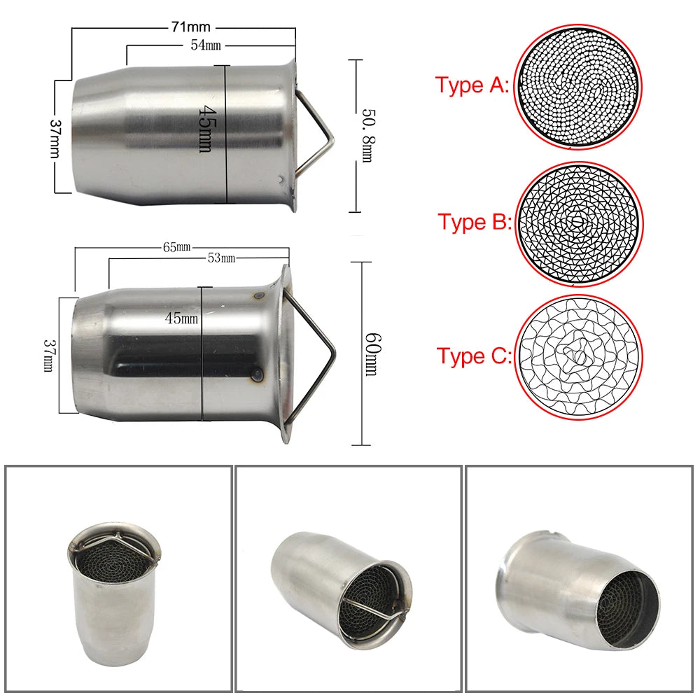 ZSDTRP 50.8mm 60mm Motorbike Universal Front Catalyst DB Killer for Motorcycle Exhaust Muffler
