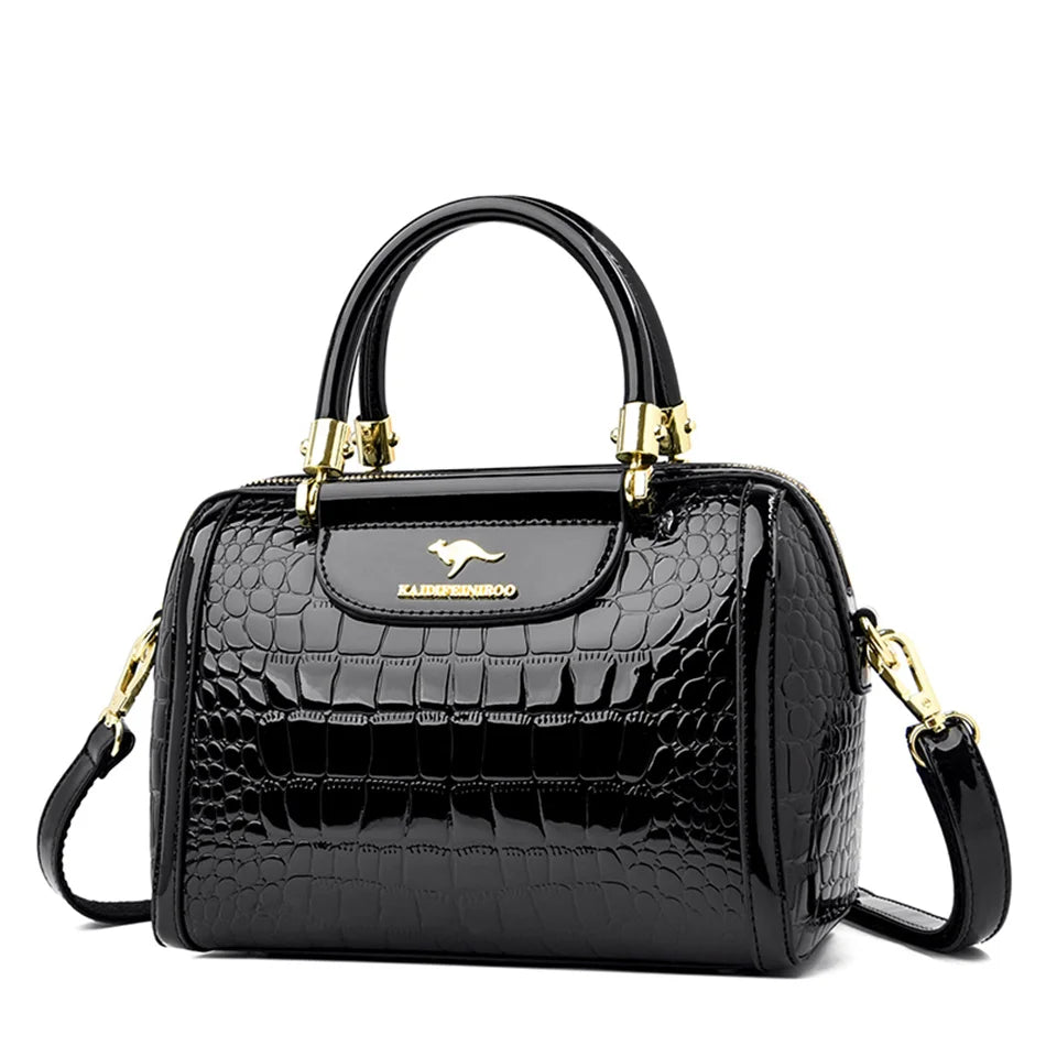 Borse a mano da donna di lusso in pelle verniciata Borsa a tracolla da donna con motivo coccodrillo firmato Nuove borse a tracolla da donna