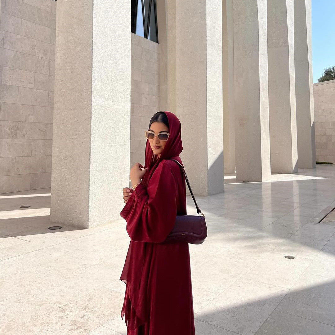Eid Zijdeachtige Abaya's voor Vrouwen Moslim Jalabiya Ramadan Jurk met Knopen Mouwen Ramadan Kaftan Feestjurken Vestido Largo Cardigan