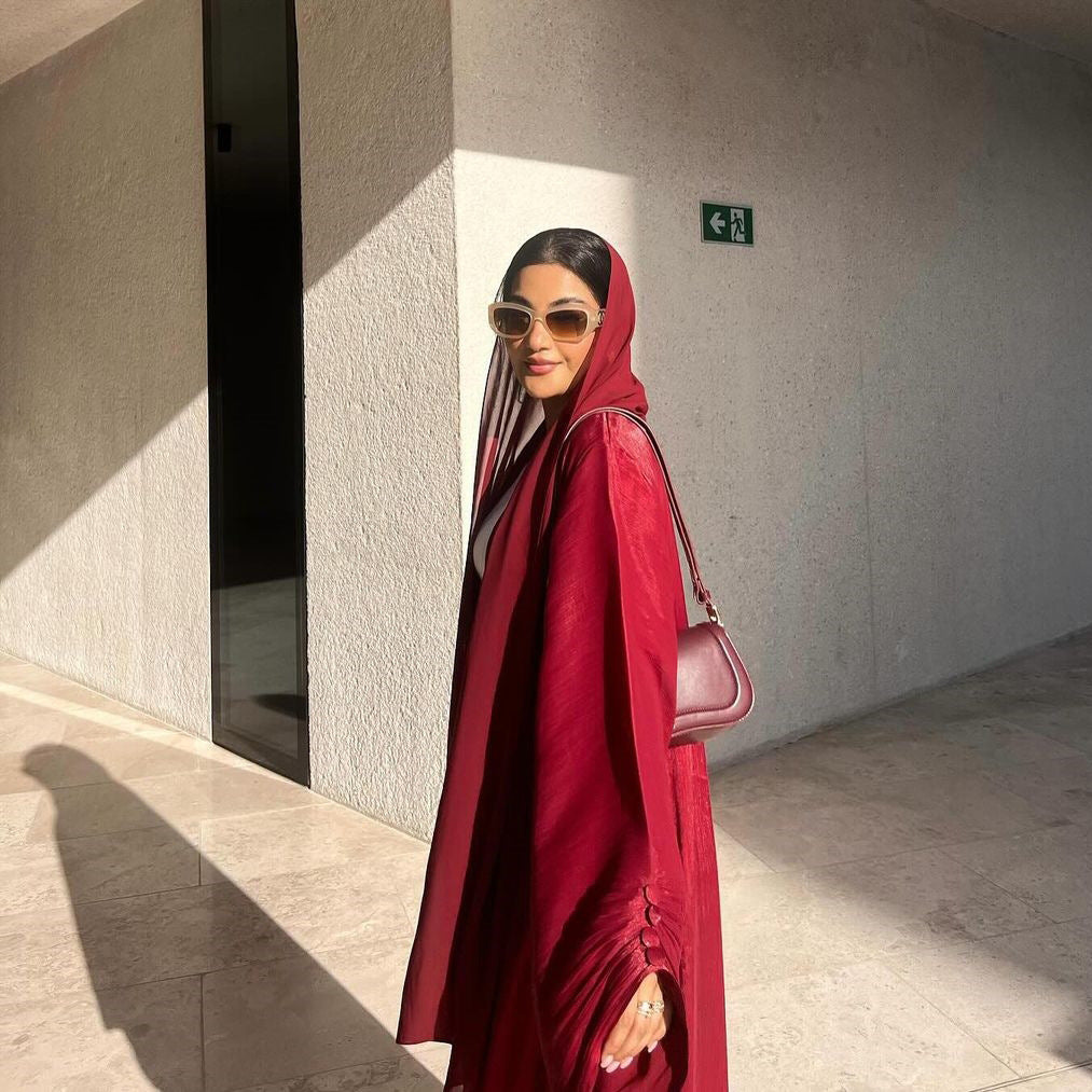 Eid Zijdeachtige Abaya's voor Vrouwen Moslim Jalabiya Ramadan Jurk met Knopen Mouwen Ramadan Kaftan Feestjurken Vestido Largo Cardigan