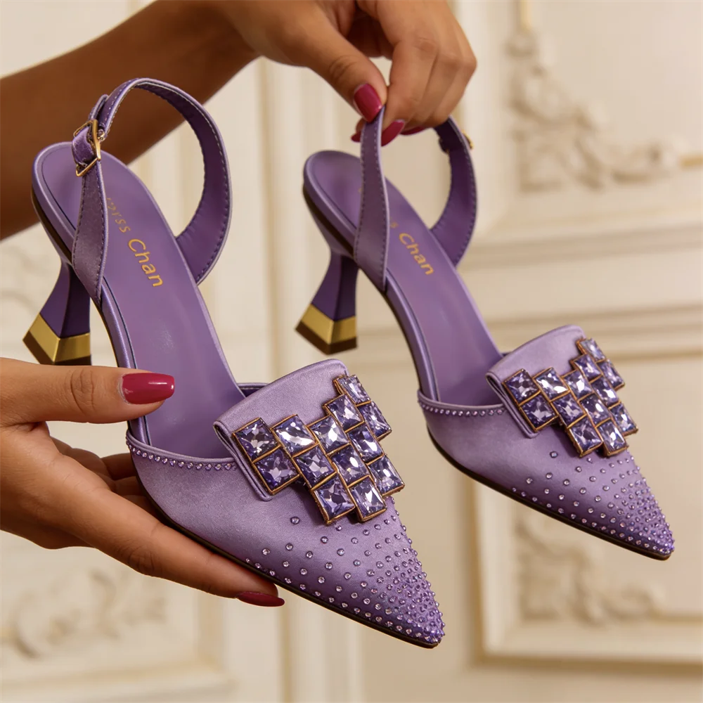 Venus Chan Décolleté Eleganti con Tacco Alto da Donna - Dettagli Luminosi con Diamanti, Design a Punta Perfetti per Feste e per l'Ufficio