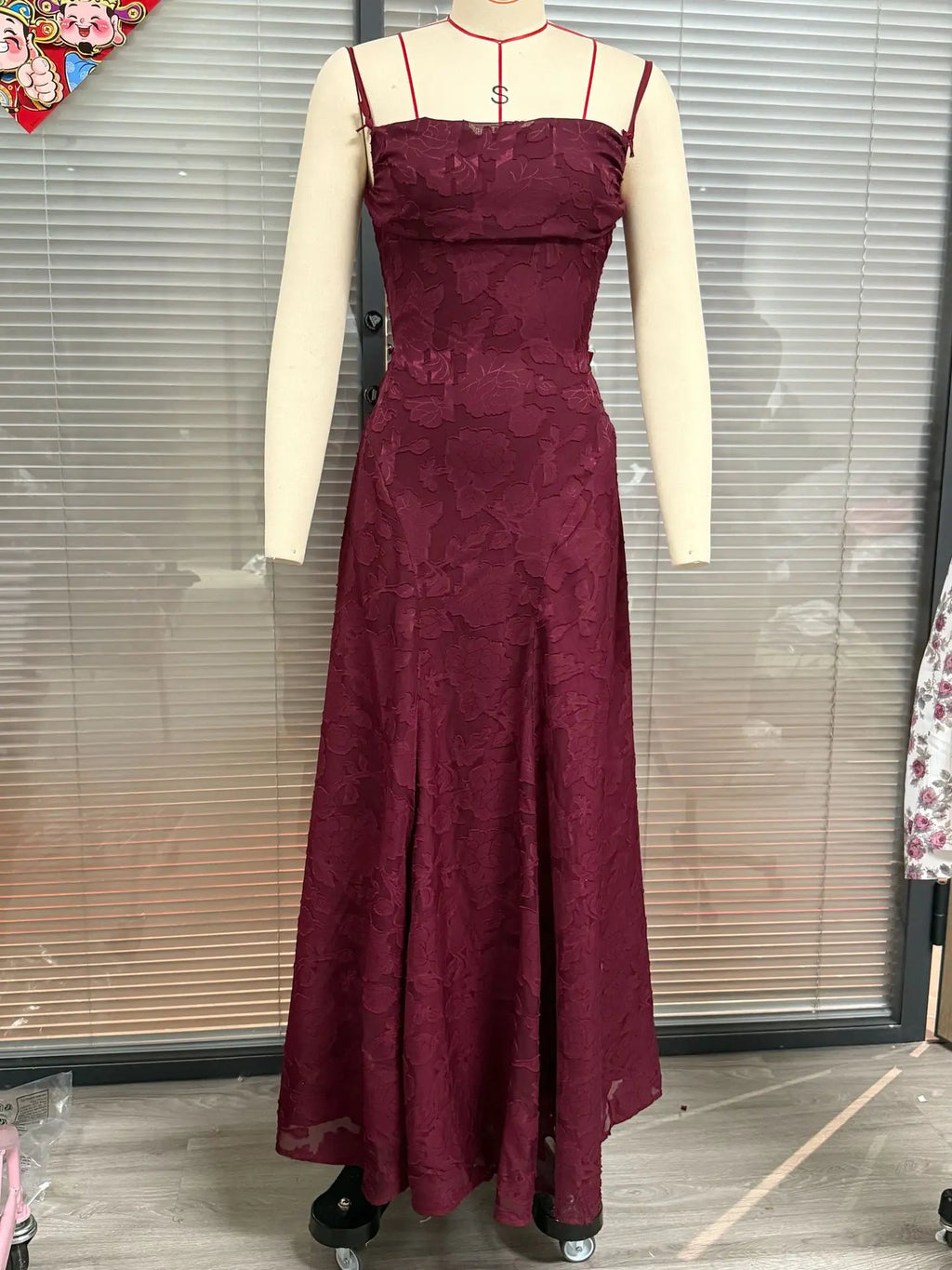 Jacquard Chiffon Lange Jurk Dames Mouwloze Bandage Jurken Zomer Avond Bruiloft Gast Groen Wit Bordeauxrood Roze Afstuderen
