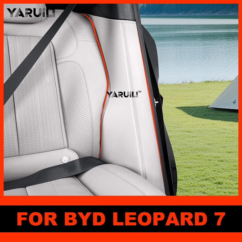 For Byd Leopard 7 2025 2026 Leather Car C Pillar Anti-kick Protective Mat Seat Belt Pad Rear Door Cover Strip