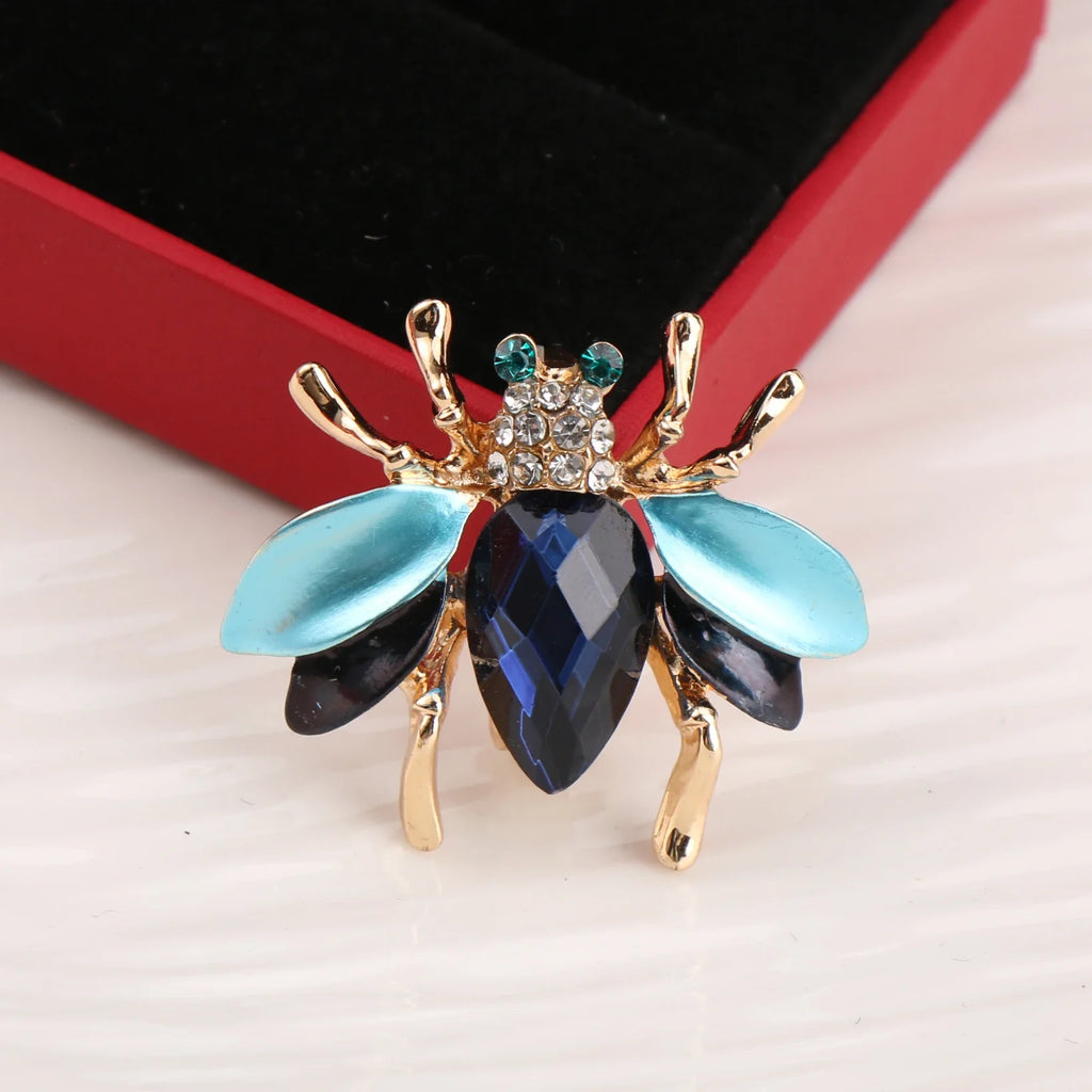Spilla Corsage alla Moda con Strass Blu, Piccola Ape Carina, Unisex, per Feste, Vacanze, Regalo di Natale, Spilla