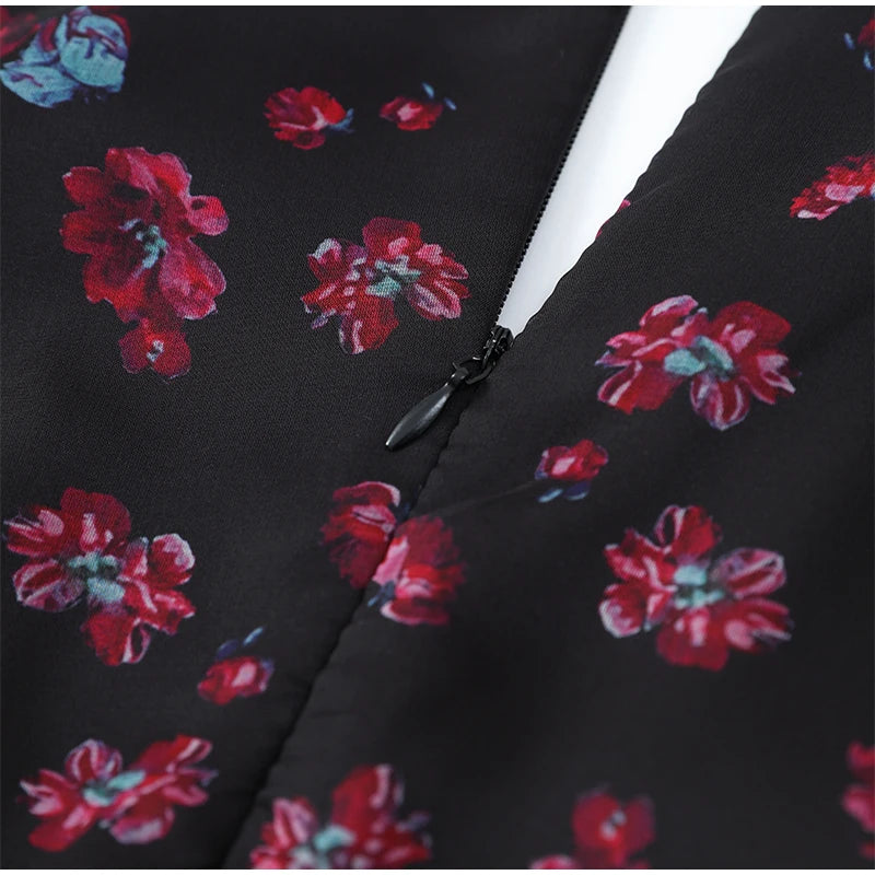 Flora Geschilderde Ruche Mini Jurk Dames Elegante Lange Mouwen Diepe V-hals Slim A-lijn Jurken 2026 Dame Vakantie Streetwear Nieuw