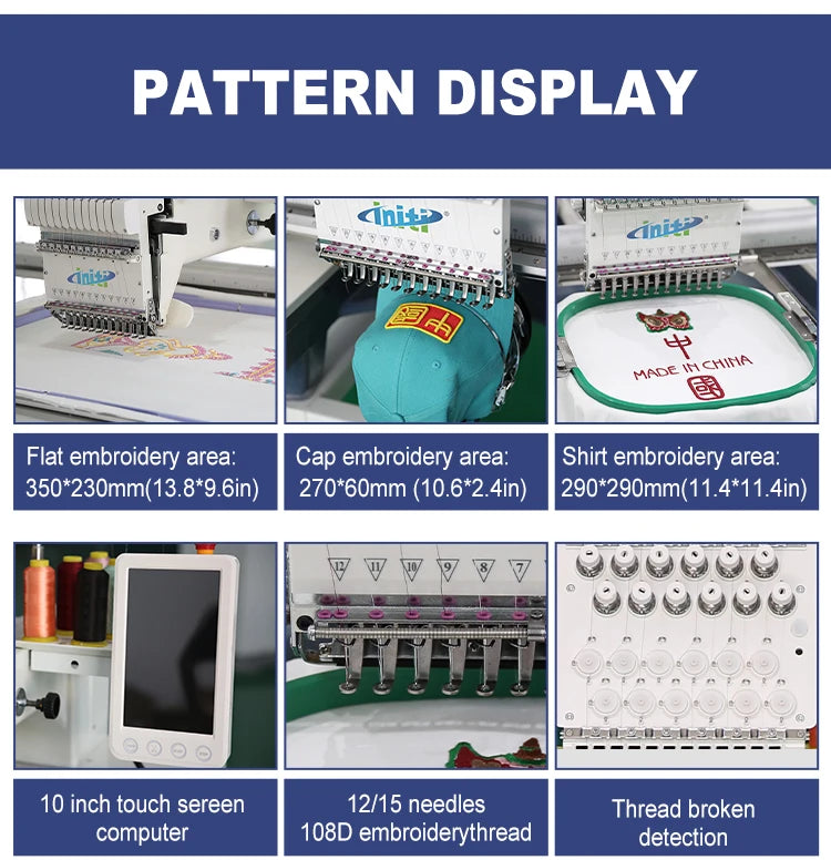 [Più venduto] Macchina da ricamo industriale a testa singola 12 fili di alta qualità, ricamatrice automatica computerizzata per cappelli e digitale
