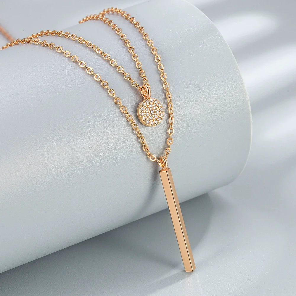 Popular Fashion 925 Sterling Silver Double Layer Pendant Necklace For Women Clavicle Chain Luxury Jewelry Chokers Gift