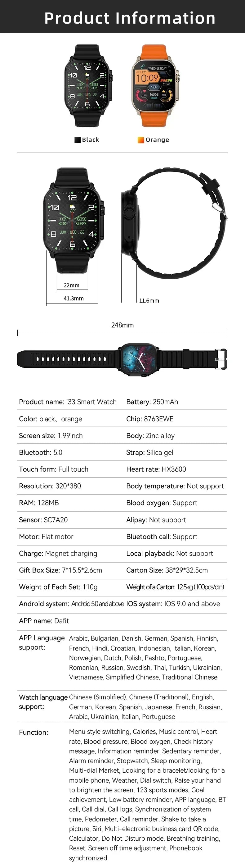 Smartwatch Watch 8 Ultra Watch Ultra Gen 2 IWO NFC Chiamate Bluetooth Cardiofrequenzimetro Impermeabile 2.2 Pollici Fitness Watch Wireless Novità 2026