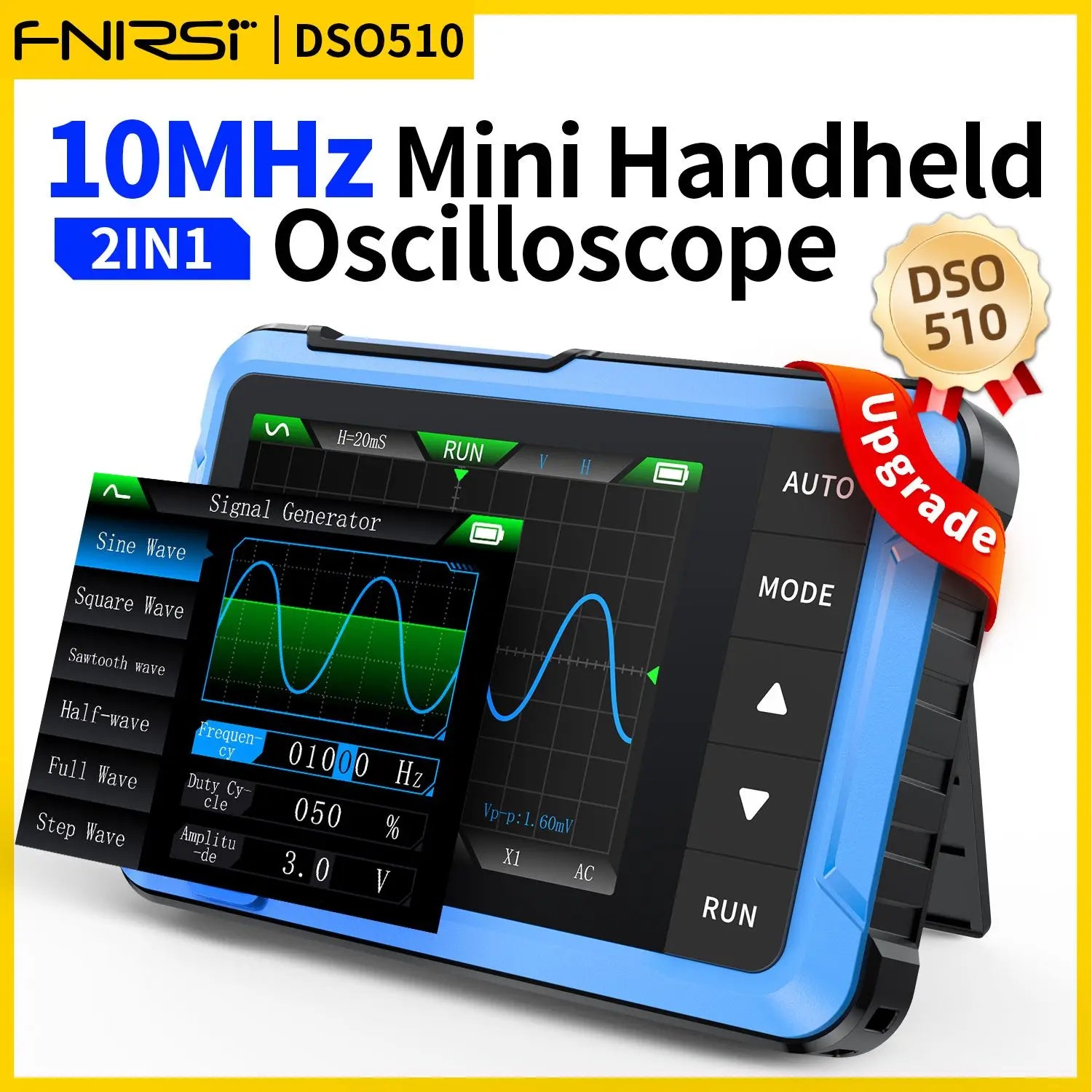 FNIRSI Nuovo DSO510 DSO152 DSO153 Mini Oscilloscopio Digitale Portatile 2 IN 1 48MS/s Larghezza di Banda 10MHz Strumento di Riparazione Elettronica