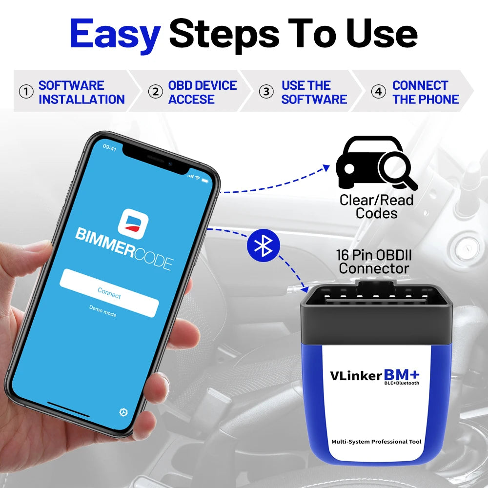 Vgate VLinker BM+ BM For BMW Scanner ELM327 BT4.0 OBD 2 Wifi OBD2 Car Diagnostic Tool ELM 327 Auto ODB2 For BMW Bimmercode