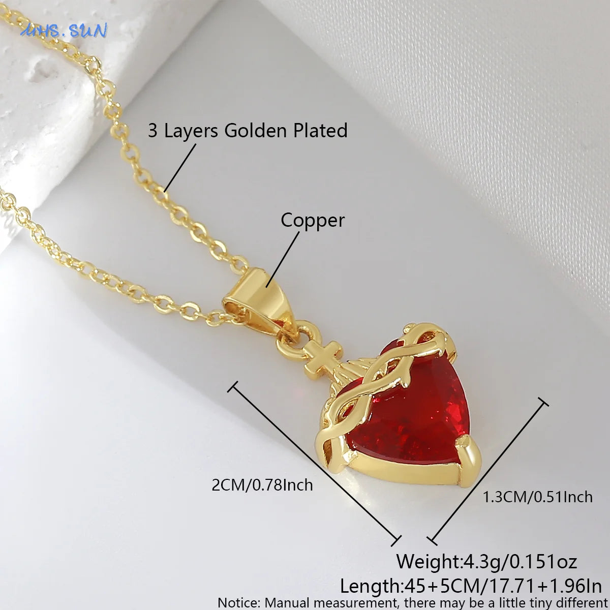 SUNSLL Heilig Rood Hart Kruis Zirkonia Hangers Kettingen Luxe Vrouwen Verguld Romantische Liefde Jubileum Sieraden Geschenken