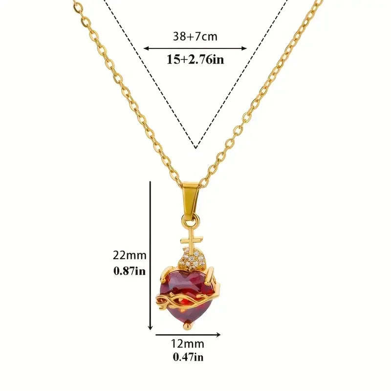 Collana Romantica a Cuore con Zirconia Cubica per Donna Elegante Carina Colore Oro Acciaio Inossidabile Collane Gioielli Regalo di Compleanno